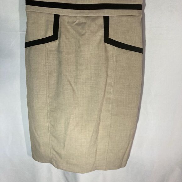 63-14 XOXO beige black trim square neck sleeveless shift dress 11/12 - Picture 3 of 8